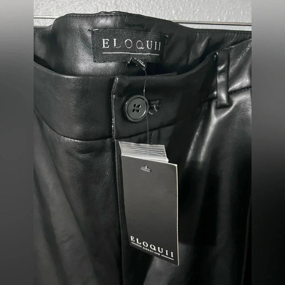 NWT Eloquii Faux Leather Pants Sz 22W Black Wide Leg Pleated Trouser Pockets NWT - Picture 4 of 6
